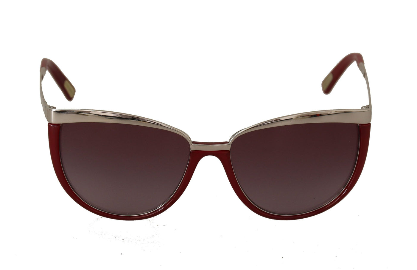 Dolce & Gabbana Silver Metal Maroon Acetate Cat Eye Sunglasses