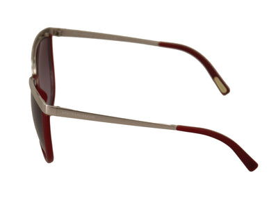 Dolce & Gabbana Silver Metal Maroon Acetate Cat Eye Sunglasses