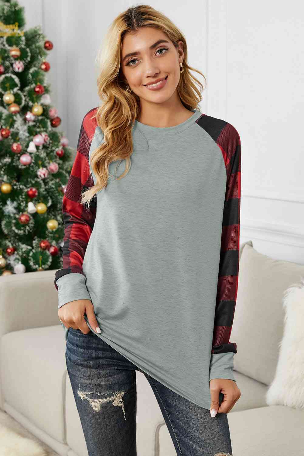 Christmas Buffalo Plaid Long Sleeve Sweatshirt