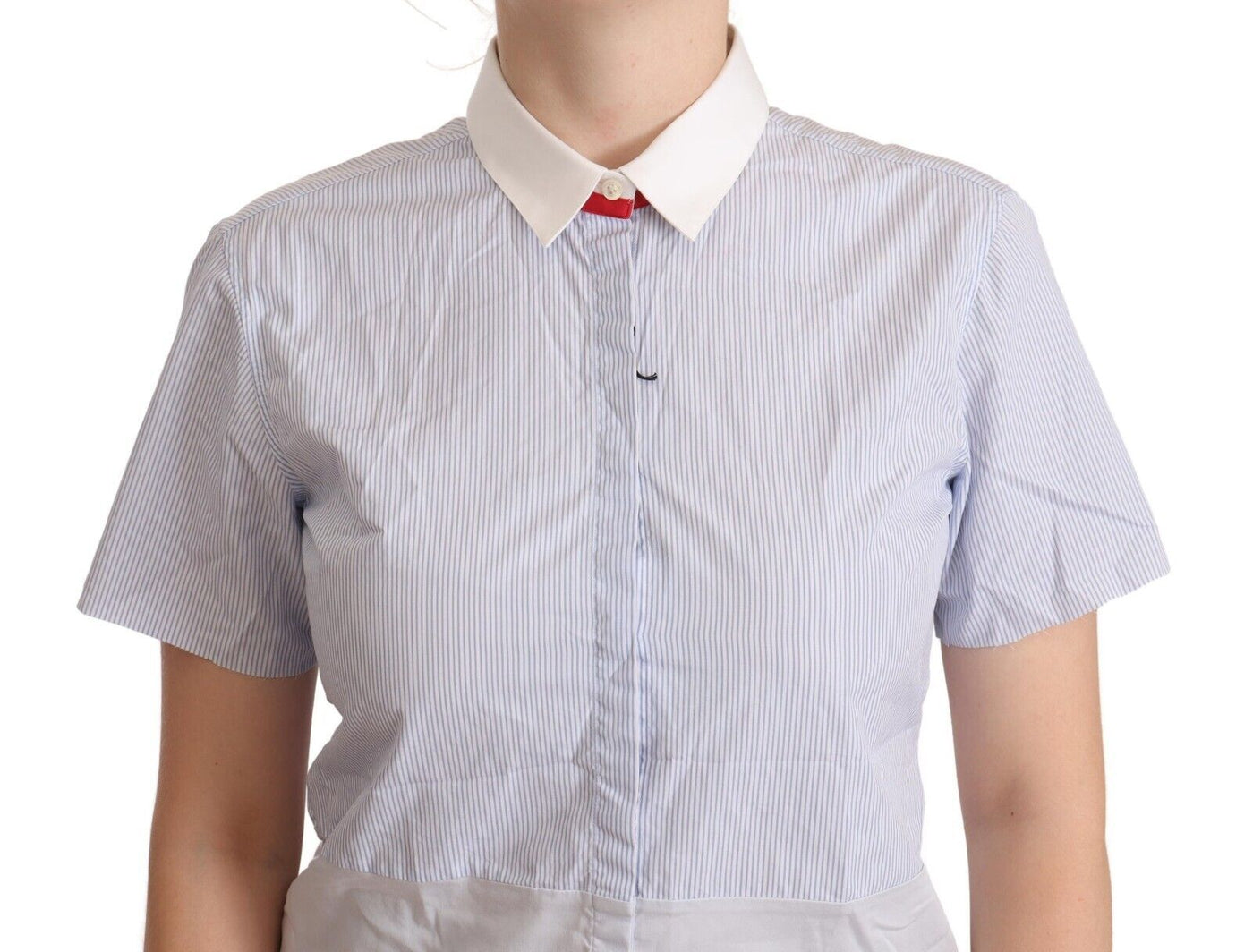 AGLINI Light Blue Cotton Short Sleeves Collared Polo Top