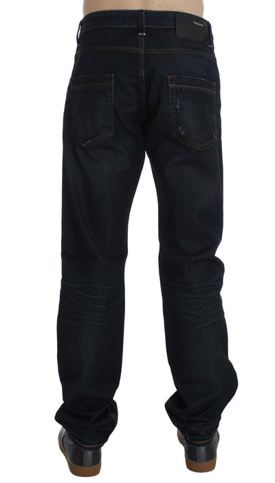 Acht Blue Wash Cotton Denim Straight Fit Jeans