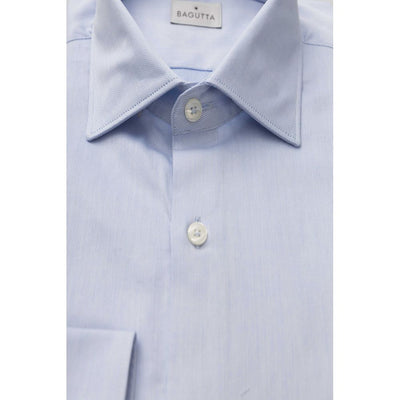 Bagutta Light Blue Cotton Men Shirt