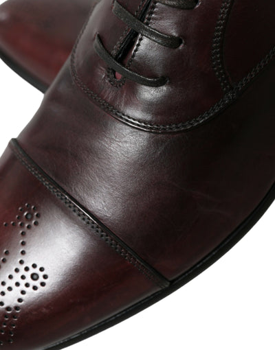 Dolce & Gabbana Elegant Burgundy Leather Derby Shoes