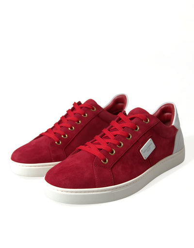 Dolce & Gabbana Elegant Red & White Leather Sneakers