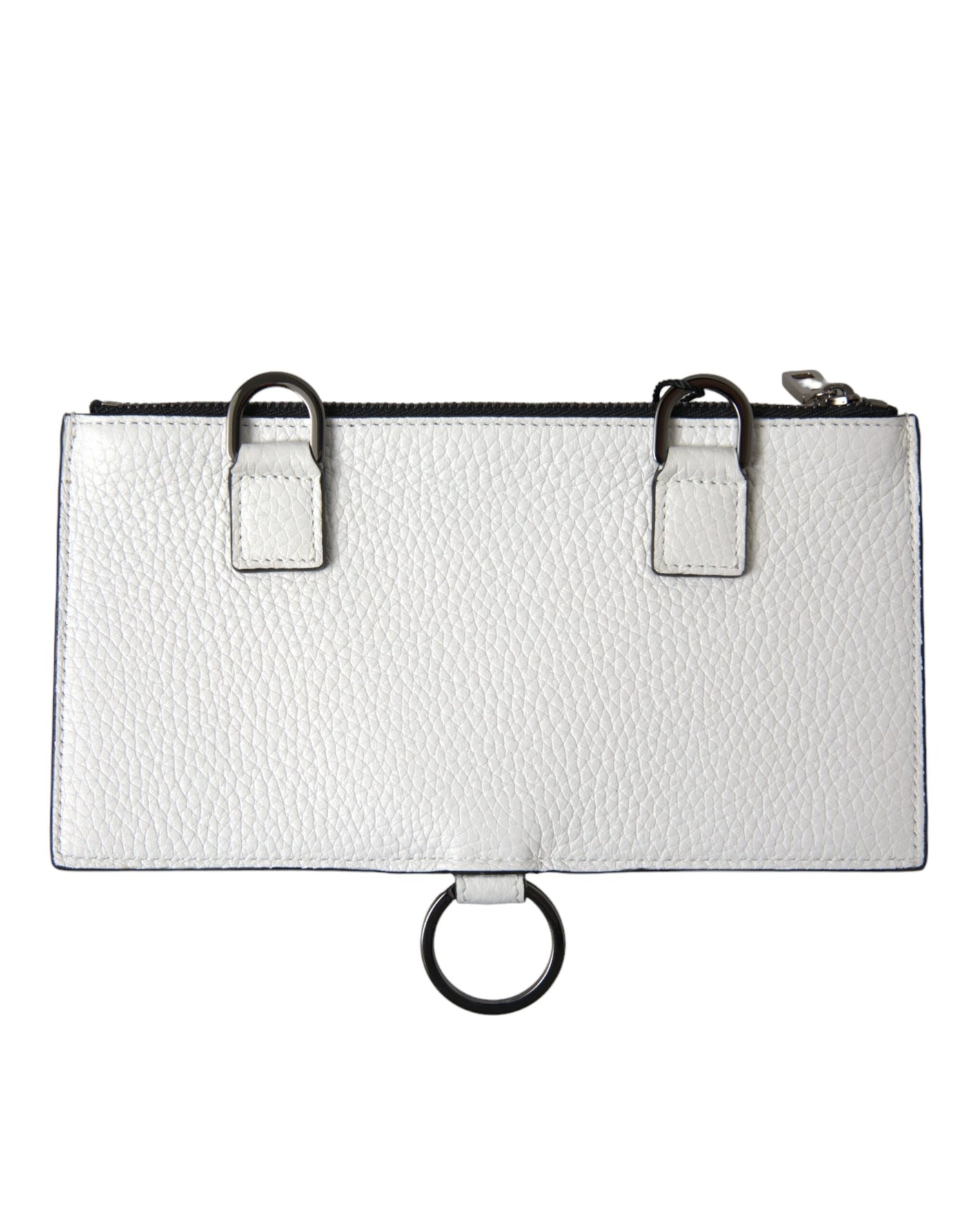 Dolce & Gabbana White Calfskin Leather Large Crossbody Card Holder Wallet