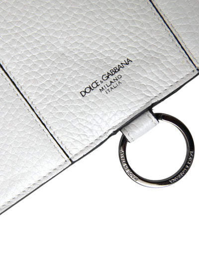 Dolce & Gabbana White Calfskin Leather Large Crossbody Card Holder Wallet