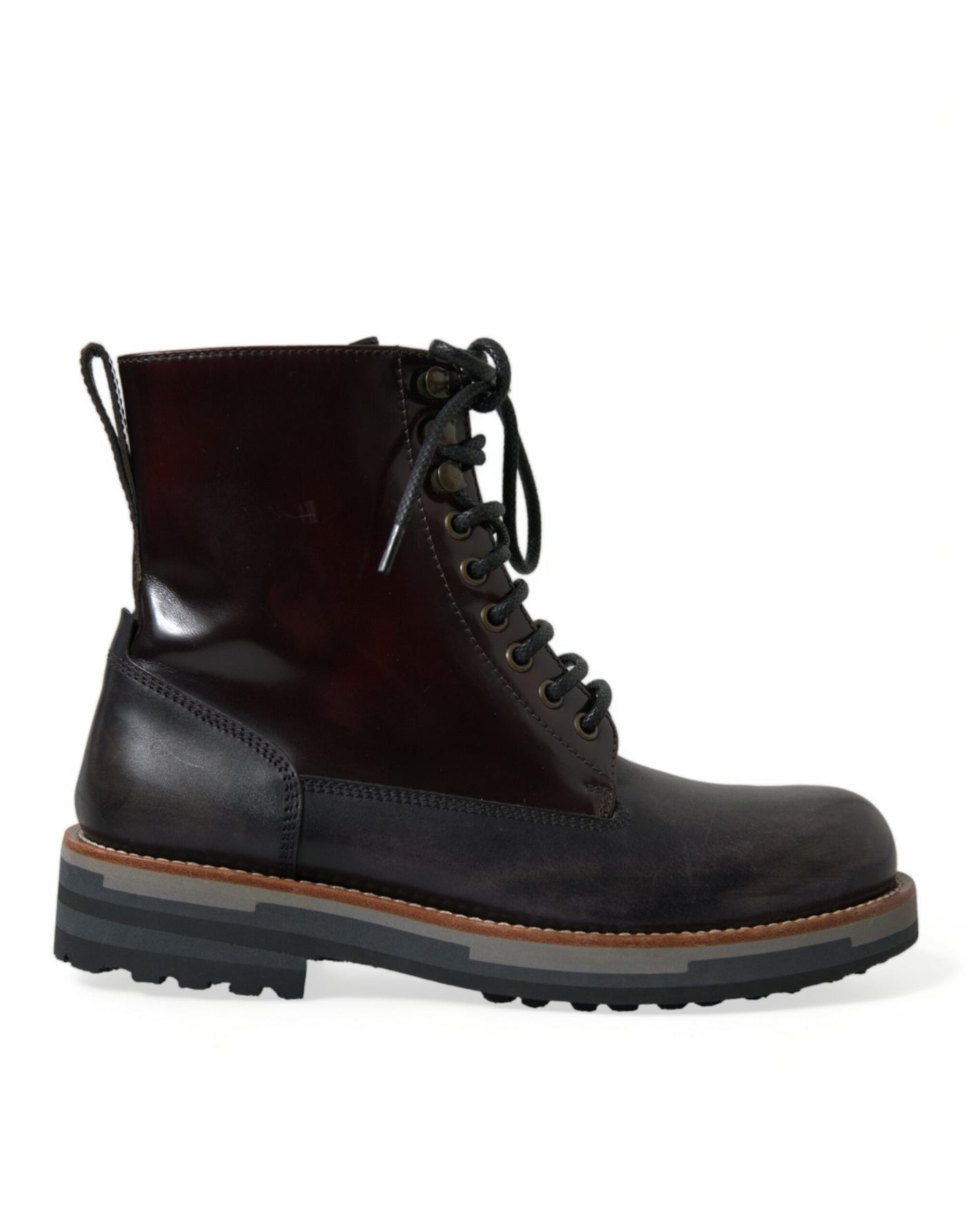 Dolce & Gabbana Black Leather Military Combat Boots Shoes
