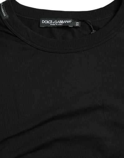 Dolce & Gabbana Black Logo Embossed Crew Neck Short Sleeves T-shirt