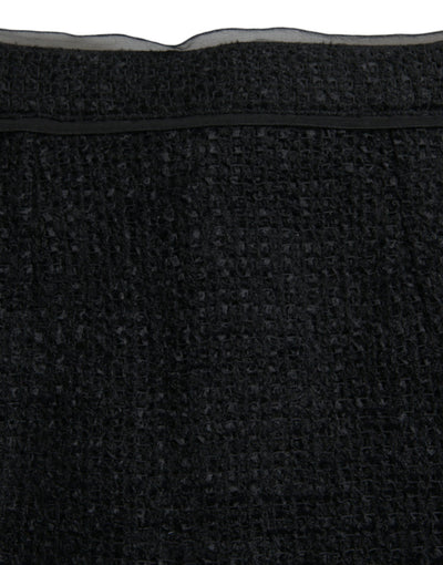 Dolce & Gabbana Black Wool High Waist Pencil Cut Midi Skirt