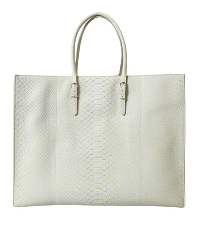 Balenciaga White Yellow Exotic Skin Leather Shopping Tote PAPIER Bag