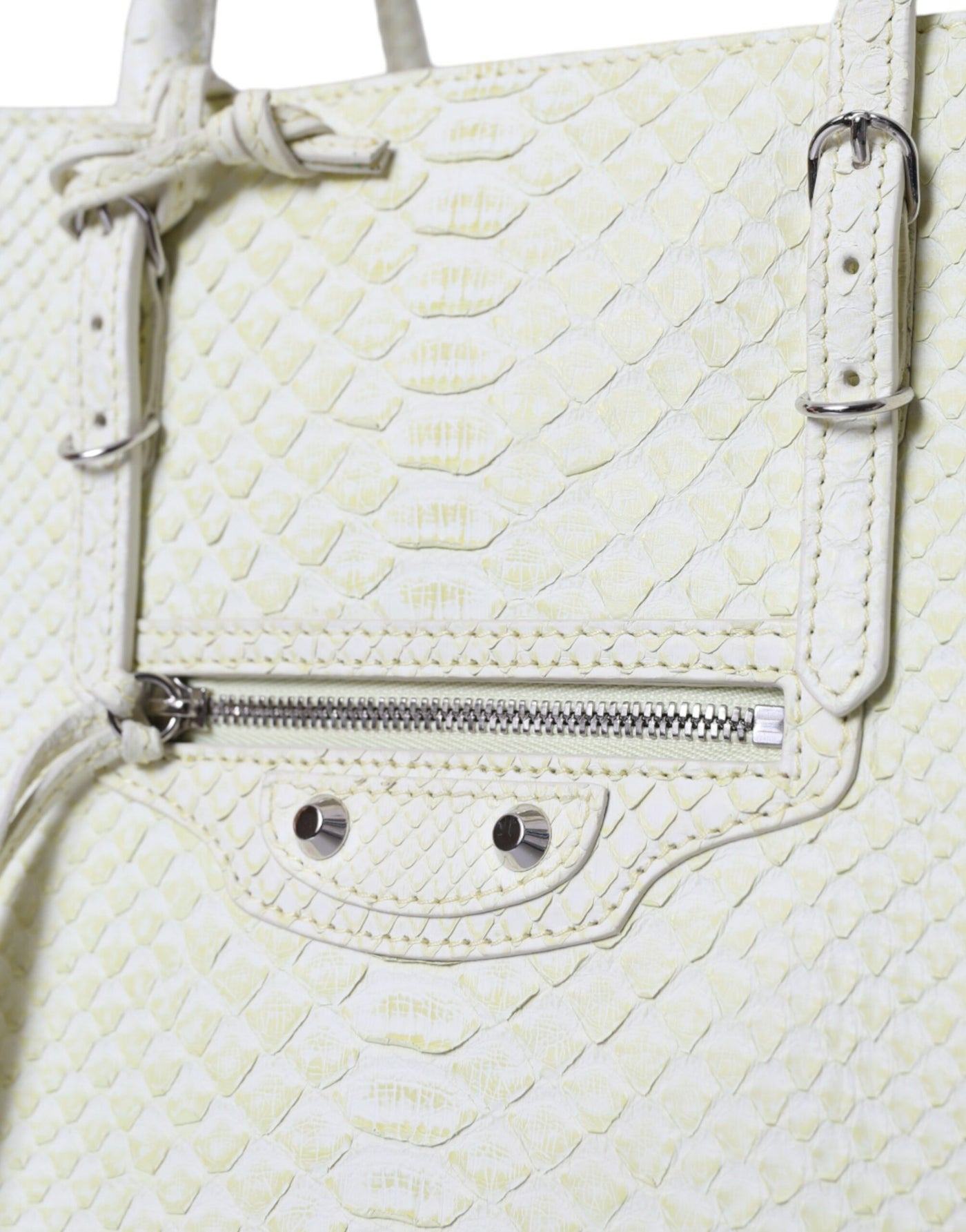 Balenciaga White Yellow Exotic Skin Leather Shopping Tote PAPIER Bag