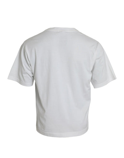 Dolce & Gabbana White Embellished Cotton Crew Neck T-shirt