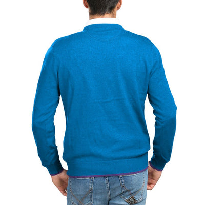 La Martina Blue Cotton Men Sweater