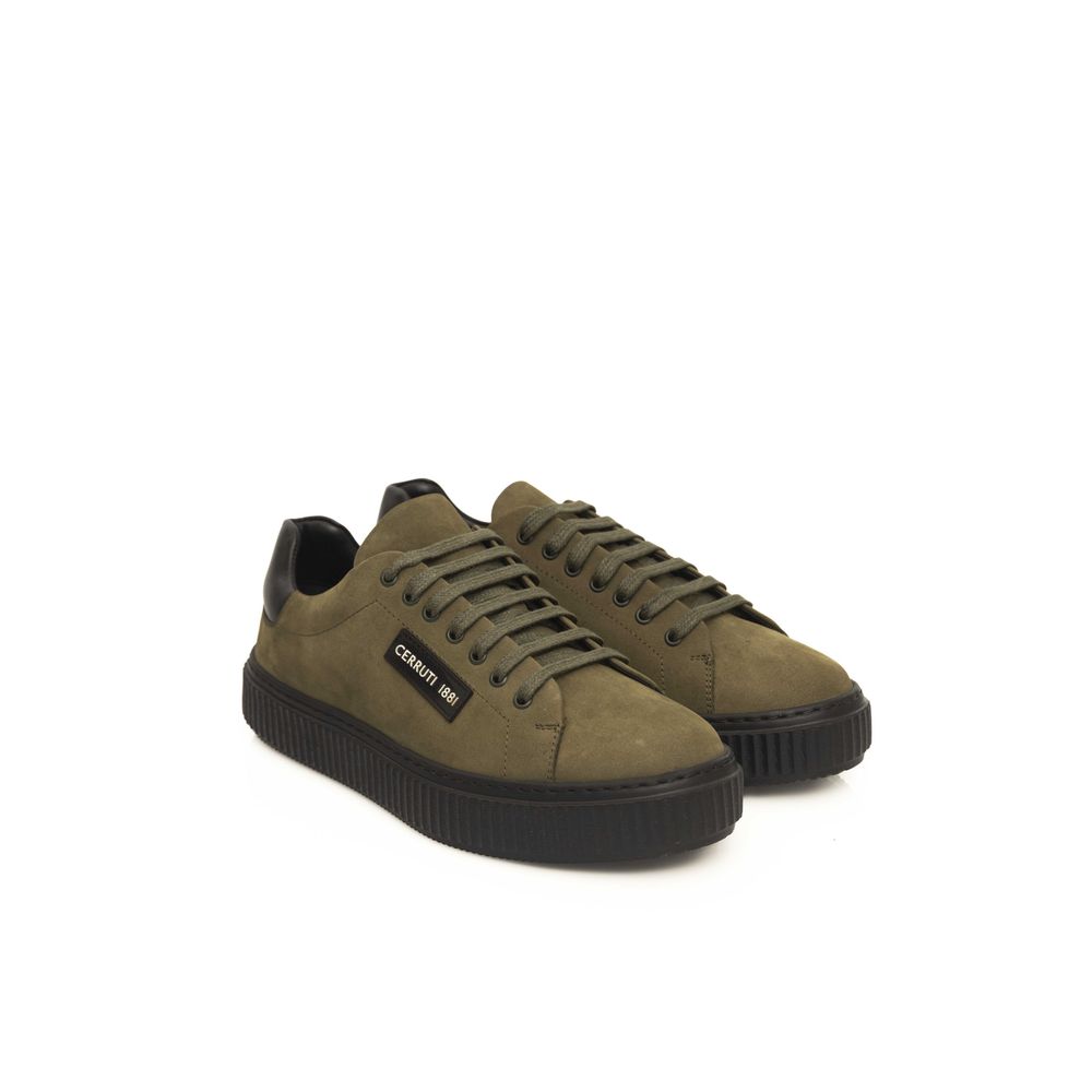 Cerruti 1881 Green Cowhide Men Sneaker