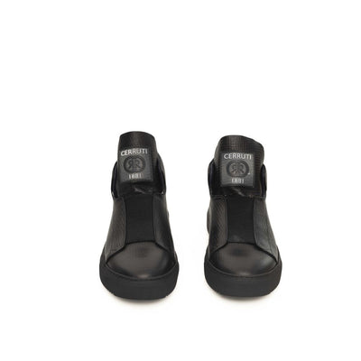 Cerruti 1881 Black Calfskin Men Sneaker