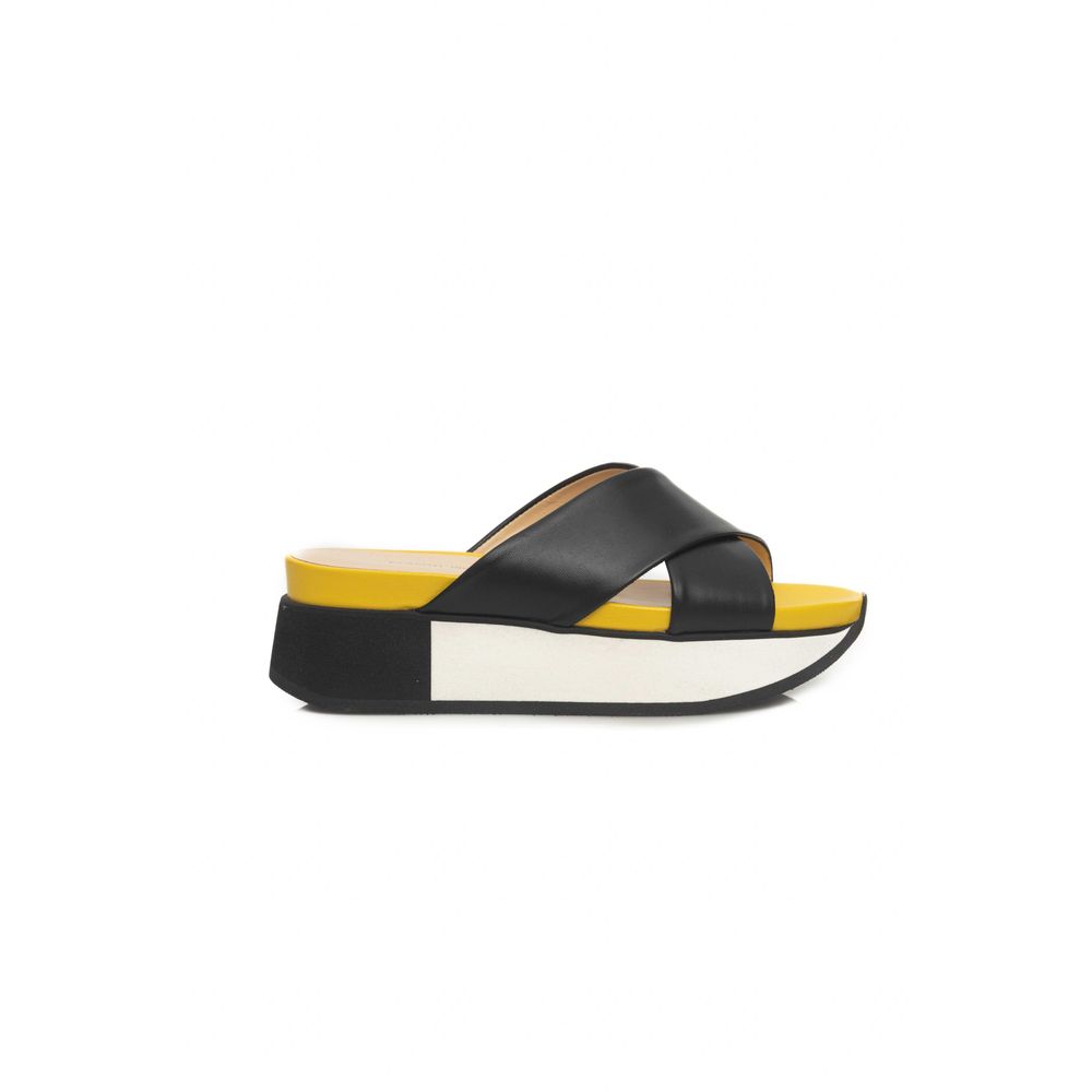 Cerruti 1881 Black Calfskin Women Sandal