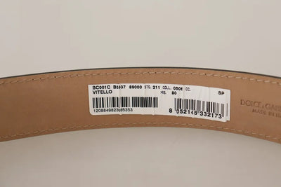 Dolce & Gabbana Black Leather Gold Metal Logo Engraved Buckle Belt