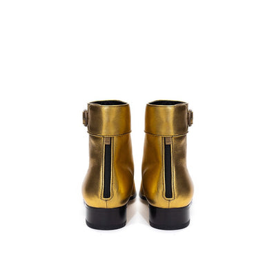 Saint Laurent Gold Leather Ankle Boots