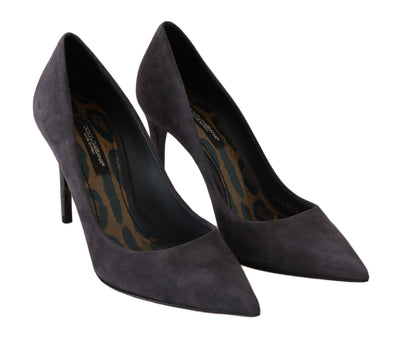 Dolce & Gabbana Gray Suede Leather Stiletto  Shoes Heels