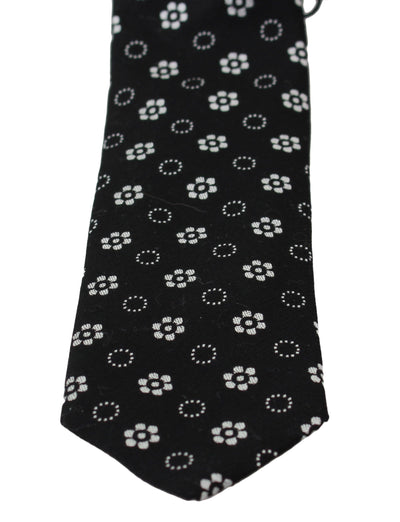 Dolce & Gabbana Black 100% Silk Floral Print Print Classic Tie