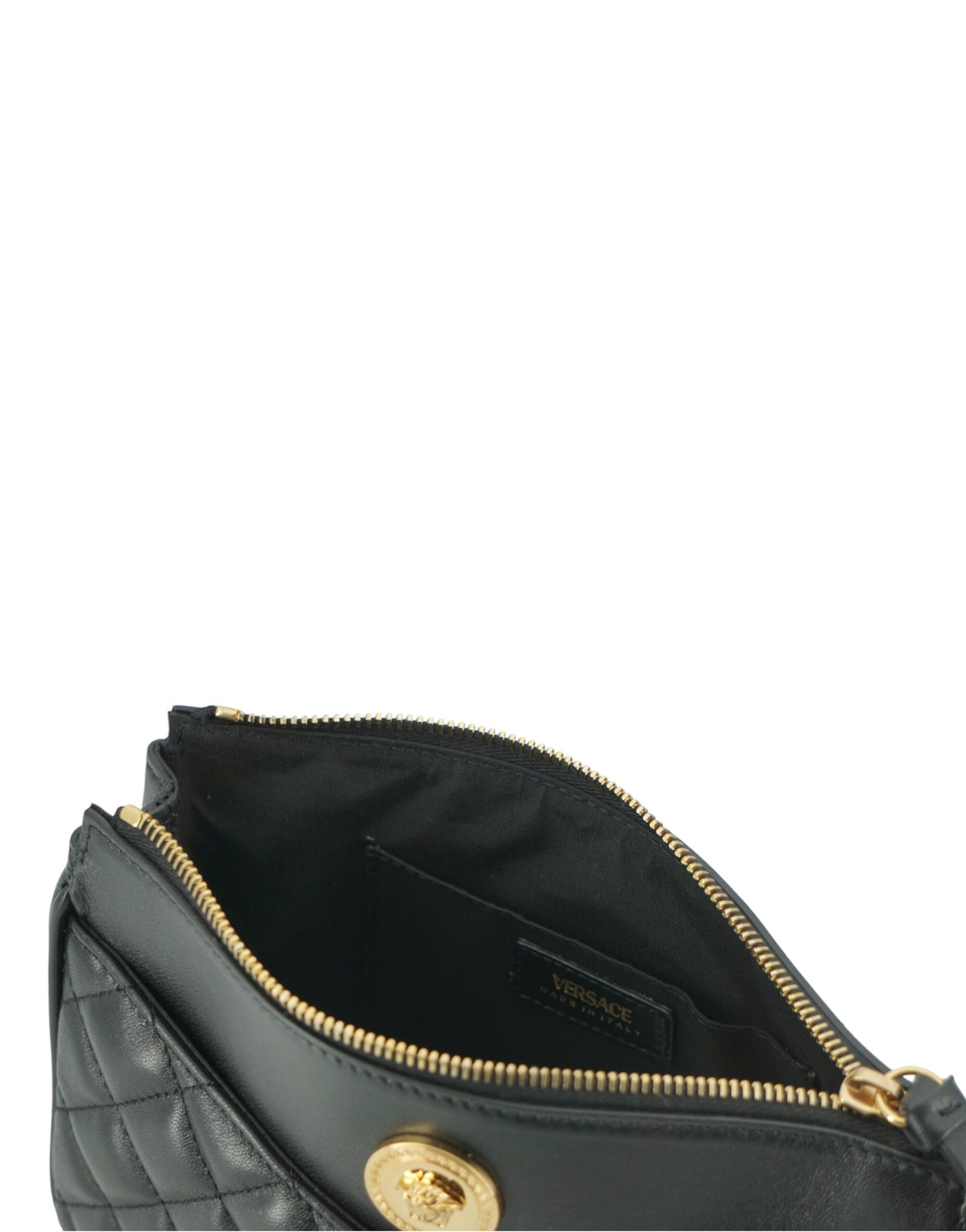 Versace Elegant Black Lamb Leather Crossbody Pouch