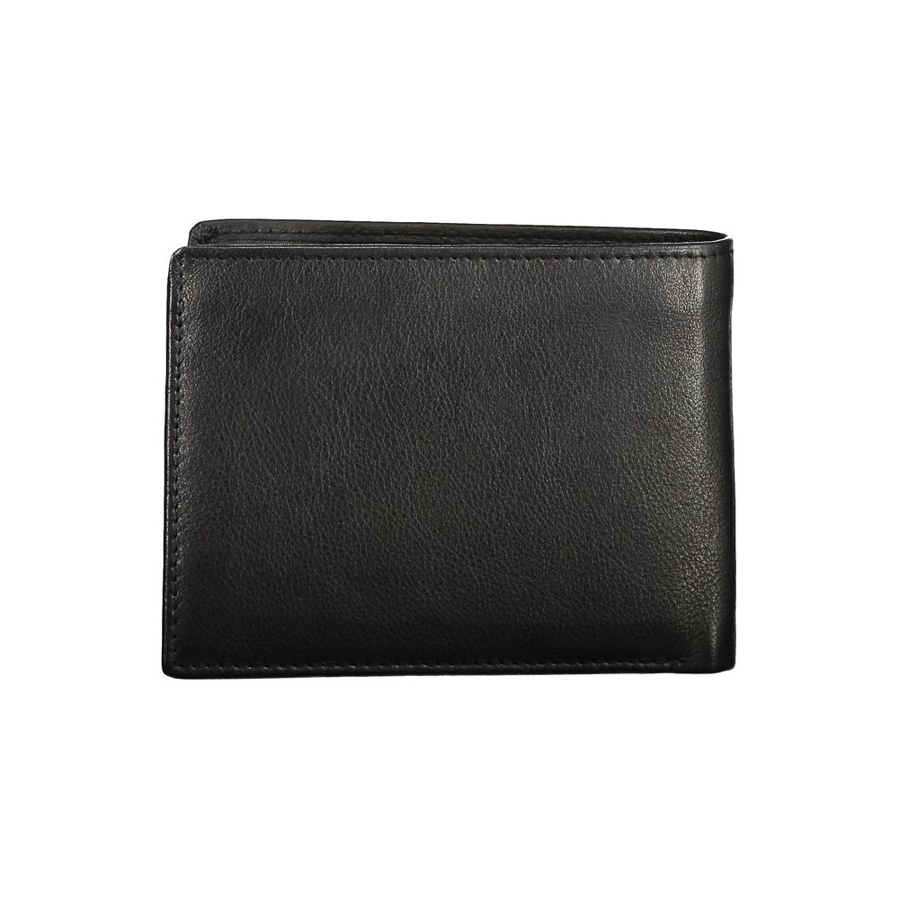 Aeronautica Militare Sleek Black Leather Dual Compartment Wallet