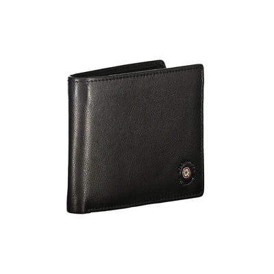 Aeronautica Militare Sleek Black Leather Dual Compartment Wallet