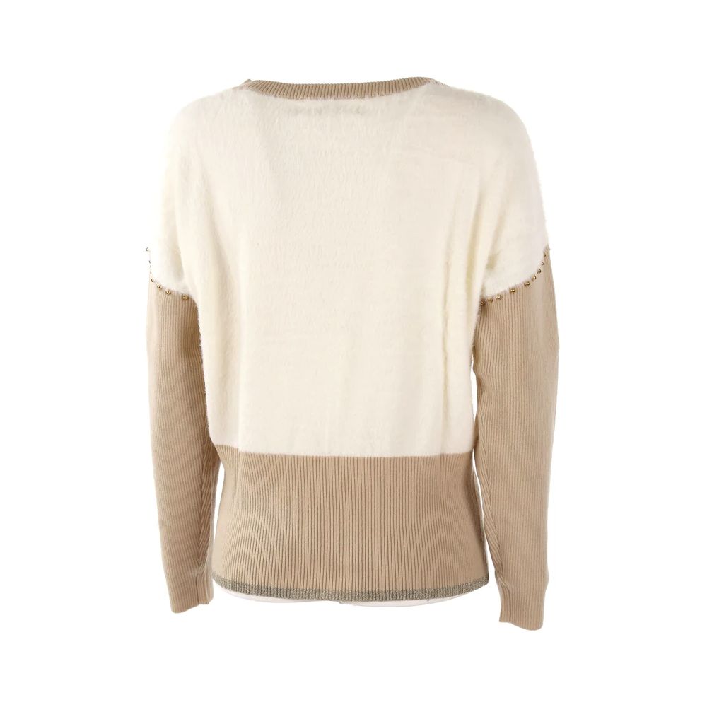 Yes Zee Elegant Crew-Neck Sweater with Metallic Accents