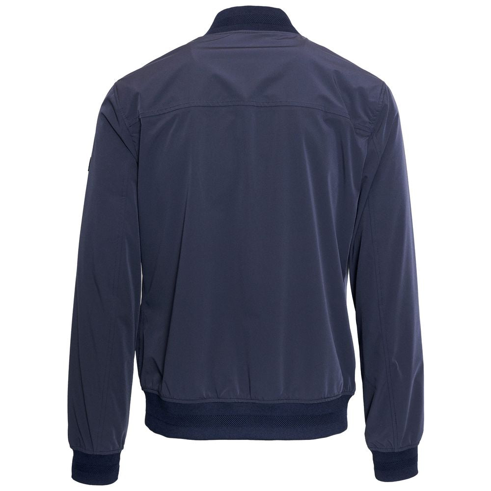 Yes Zee Sleek Blue Nylon Bomber Jacket for Men