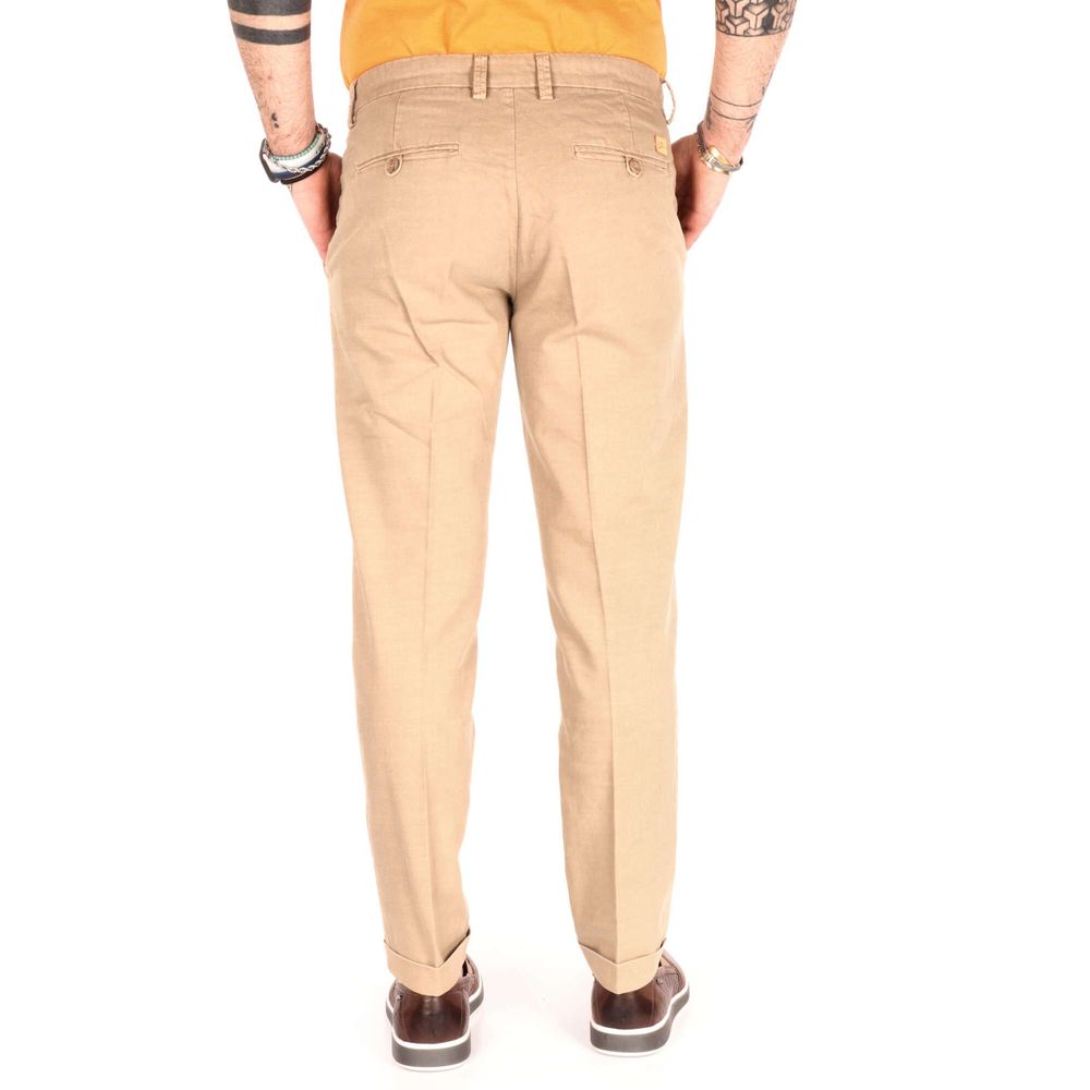 Yes Zee Chic Beige Cotton Chino Trousers