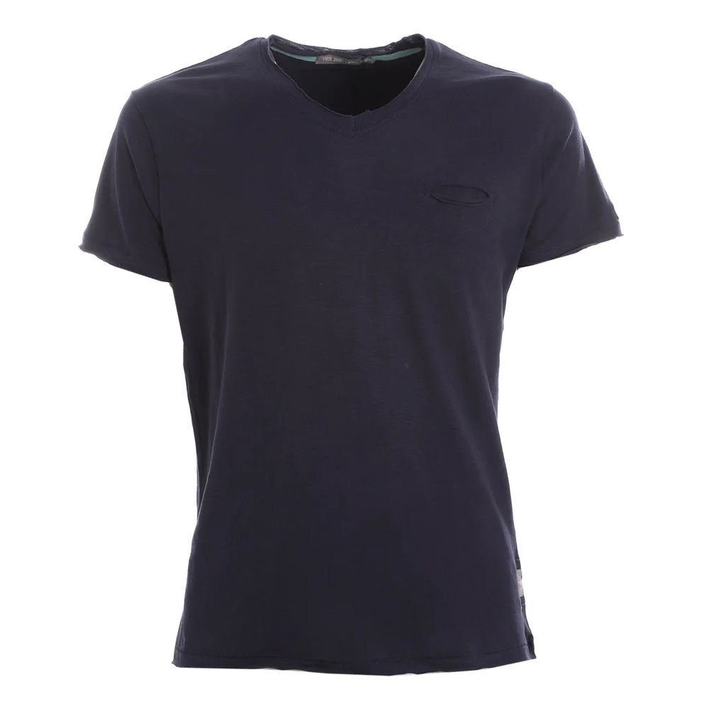 Yes Zee Chic V-Neck Tee with Pocket in Blue