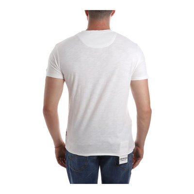 Yes Zee Crisp White V-Neck Tee with Pocket Detail