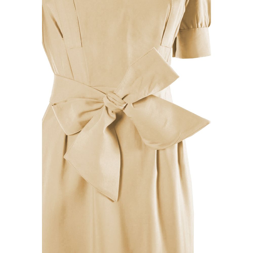 Yes Zee Chic Beige Midi Dress with Waist Belt