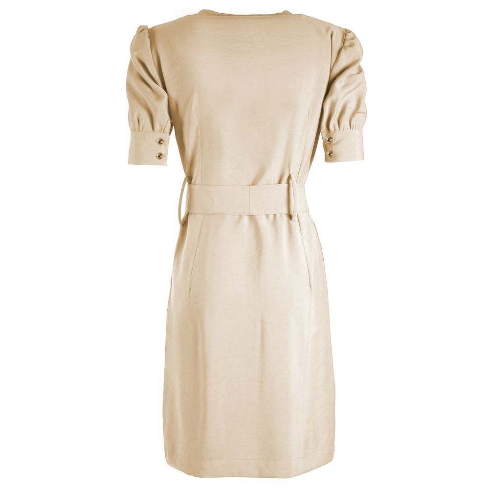 Yes Zee Chic Beige Midi Dress with Waist Belt