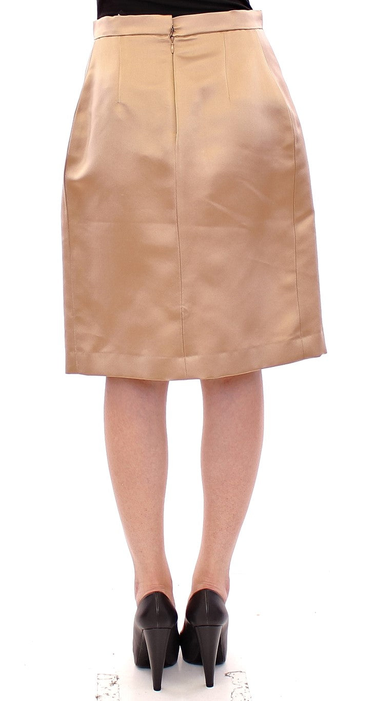 Andrea Incontri Brown Silk Solid Mini Pleated Skirt