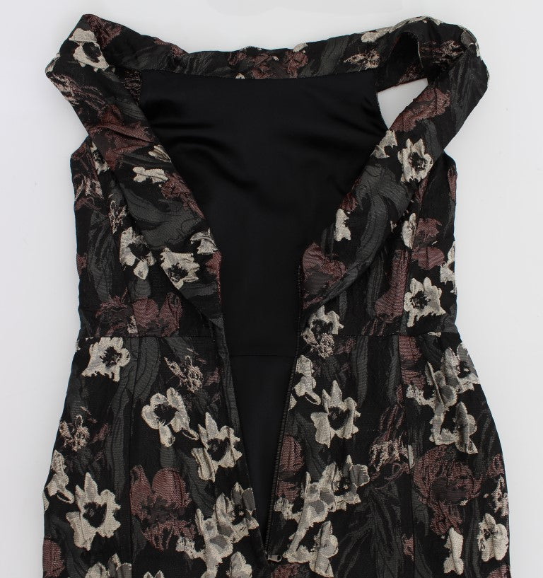 Dolce & Gabbana Black Floral Jacquard Sheath Gown Dress