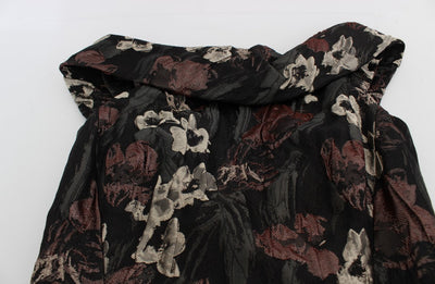 Dolce & Gabbana Black Floral Jacquard Sheath Gown Dress