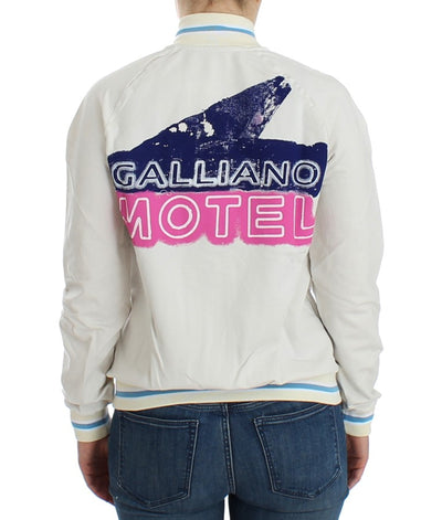 John Galliano White Mock Zip Cardigan Sweatshirt Sweater