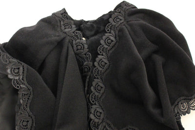 NOEMI ALEMÁN Black Cotton Brocade Long Cape Coat Jacket