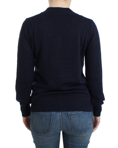Costume National Dark blue V-neck wool sweater