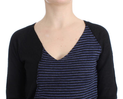 Costume National Black striped V-neck sweater