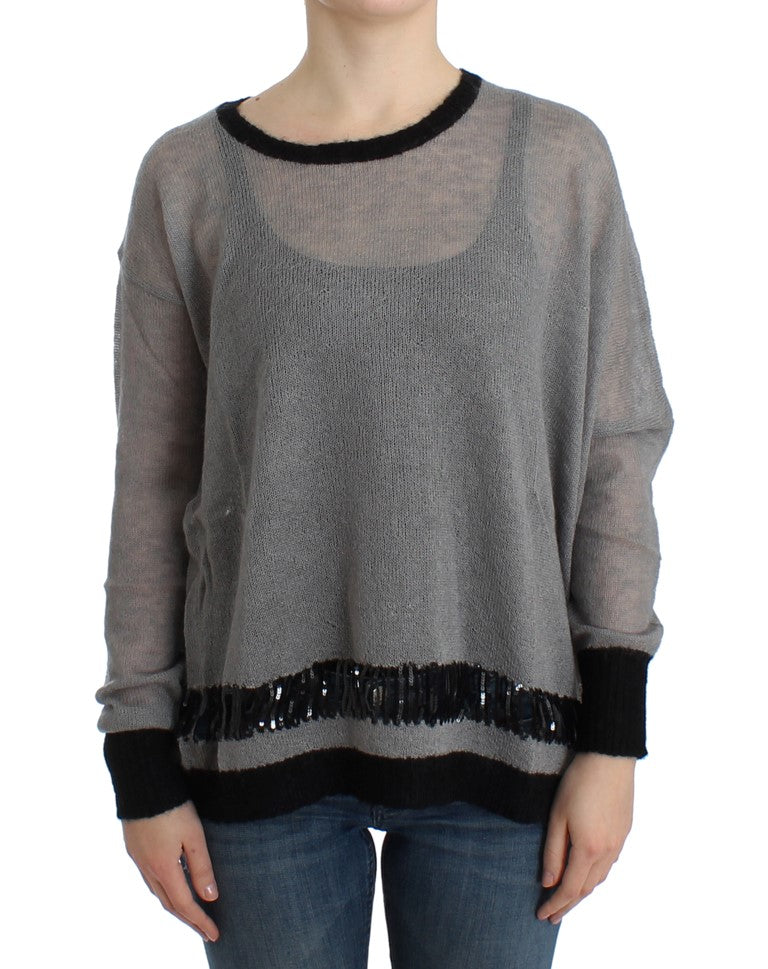 Costume National Gray embellished asymmetric sweater