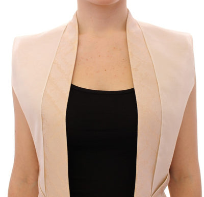 Zeyneptosum Beige brocade sleeveless jacket vest