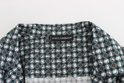 Dolce & Gabbana Green Hat Print Cotton Pajama Shirt Sleepwear