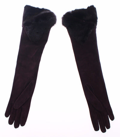 Dolce & Gabbana Purple Mink Fur Goatskin Suede Leather Gloves