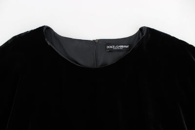 Dolce & Gabbana Black velvet shortsleeved blouse