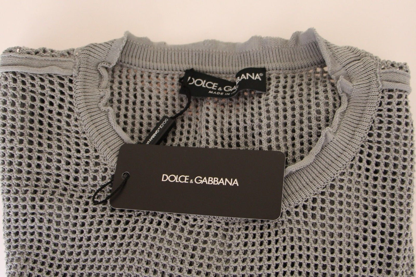 Dolce & Gabbana Gray Runway Logo Netz Pullover Netted Sweater