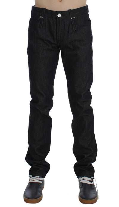 Acht Jet-Black Slim Skinny Fit Cotton Jeans