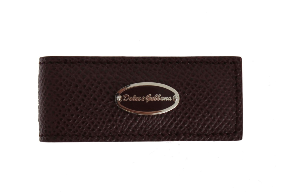 Dolce & Gabbana Bordeaux Leather Magnet Money Clip