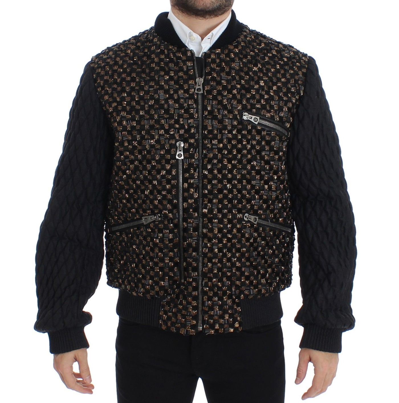 Dolce & Gabbana Black Sequined Goatskin Jacket